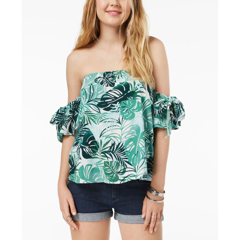 Gypsies Moondust Juniors Off The Shoulder Tie Sleeve Top